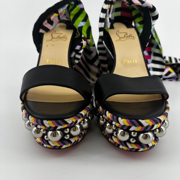 Louboutin Levatine Wedges Ankle Tie - Size 39 - Picture 3 of 5